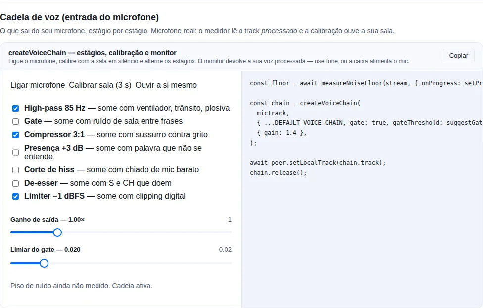 Cadeia de voz (microfone) na gallery